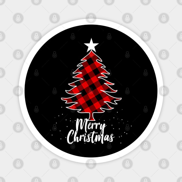 Buffalo Plaid Christmas Tree For Mom Dad And Kids Magnet by Mitsue Kersting